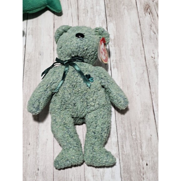 Ty Beanie Babies Lot of 4 Kicks Shamrocks Clover Erin Green Stuffed Animal Toys - Picture 7 of 12
